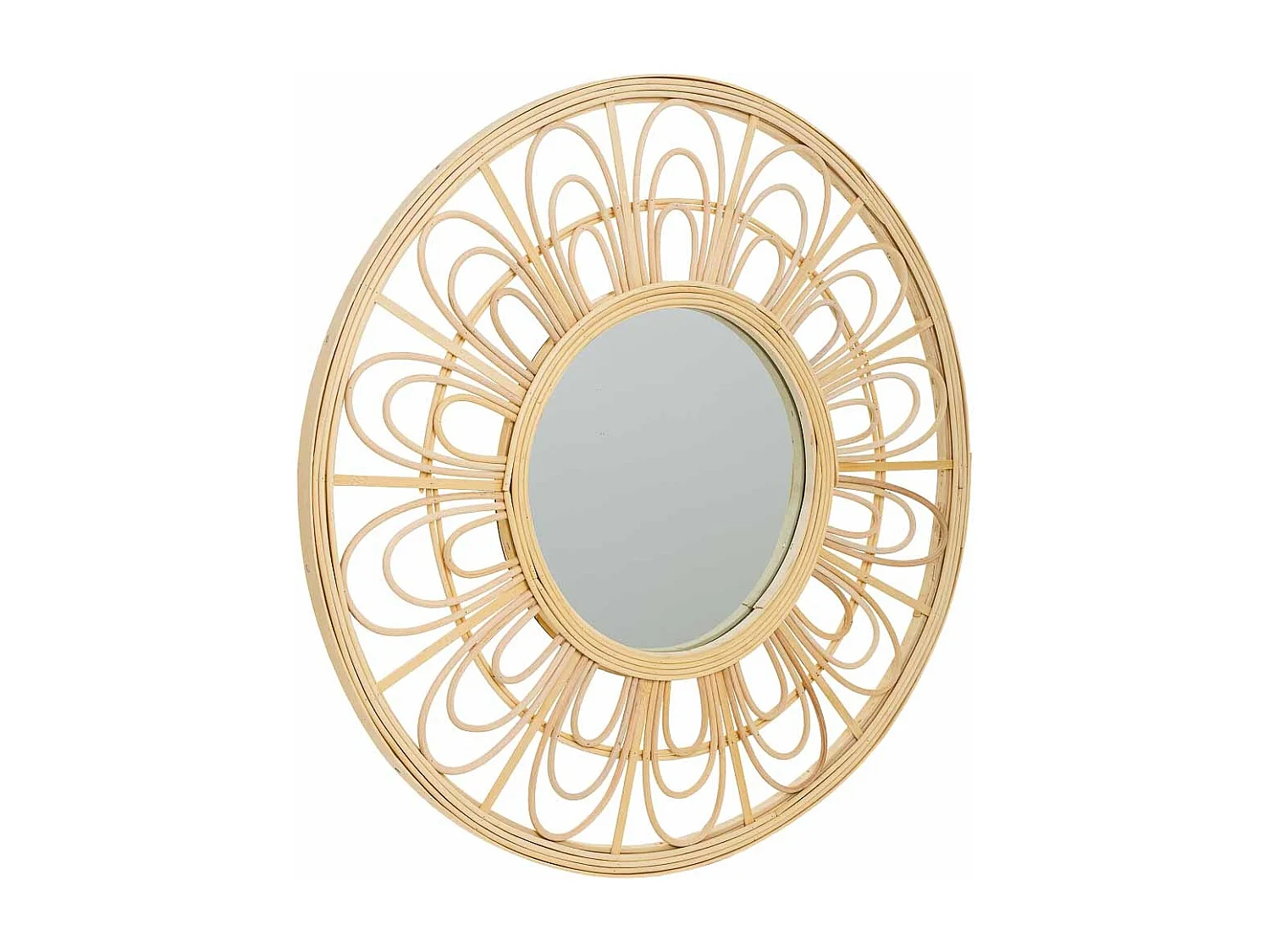 Espelho marrom de rattan e bambu d55.5x2