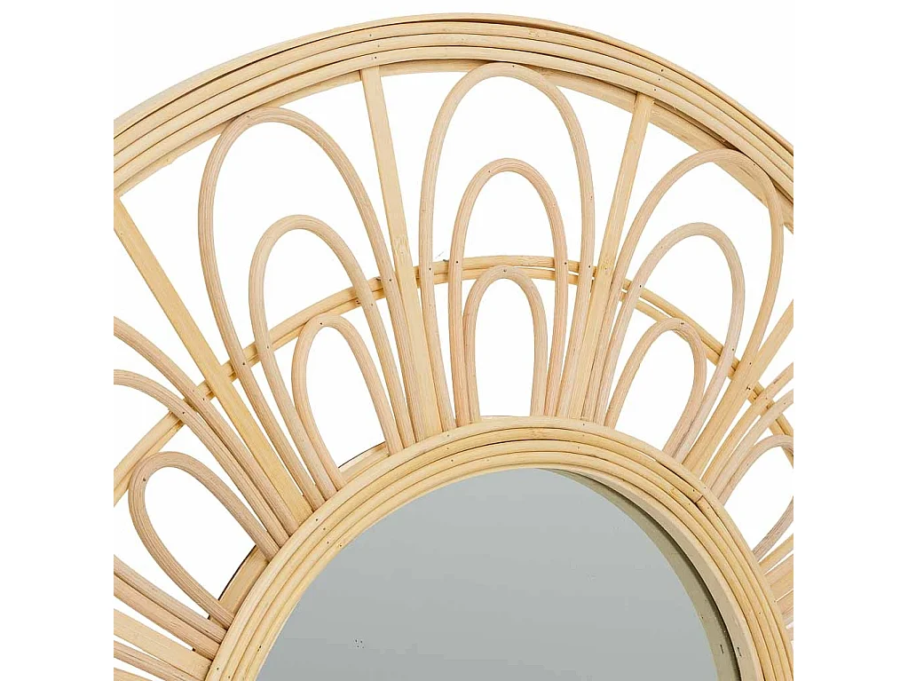 Espelho marrom de rattan e bambu d55.5x2