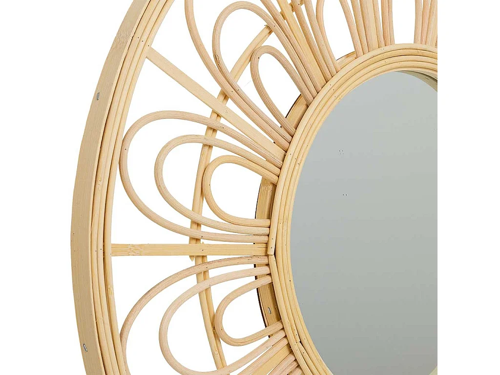 Espelho marrom de rattan e bambu d55.5x2