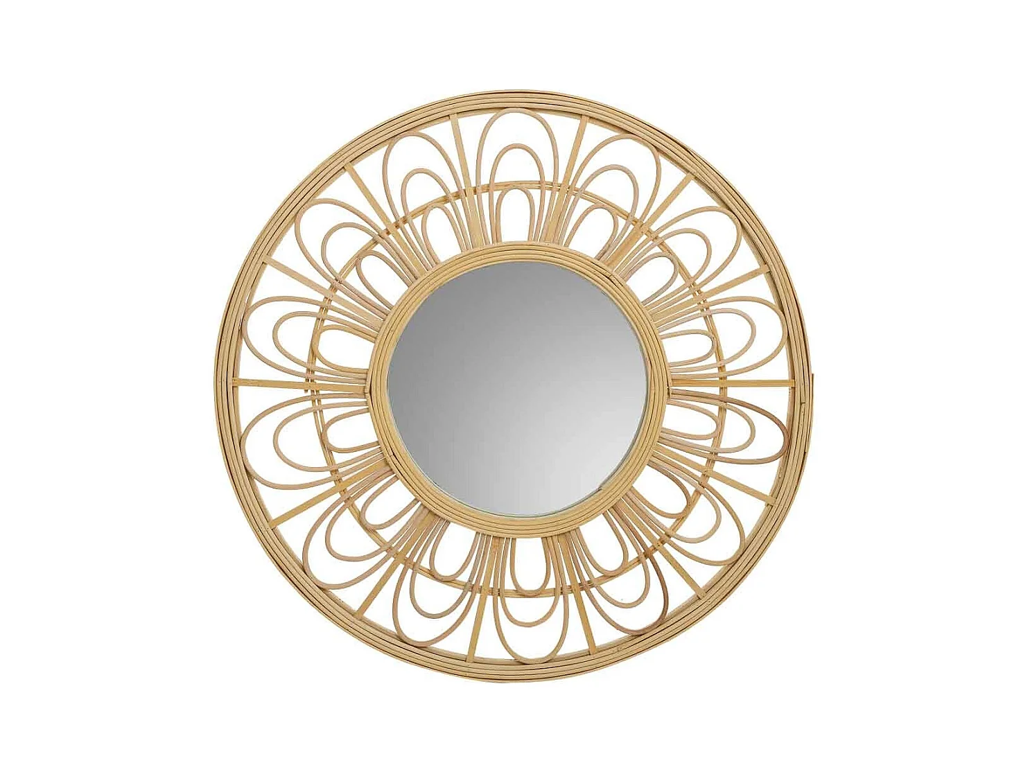 Miroir en rotin et bambou marron d55,5x2h