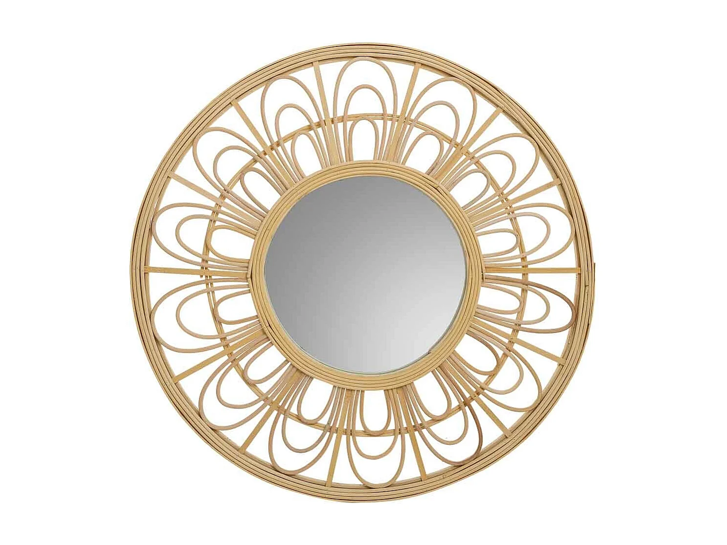 Brauner Spiegel aus Rattan und Bambus, T55,5 x 2 H cm