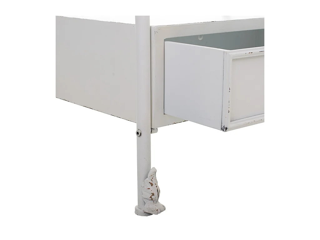 Specchio da terra e cassetto in metallo bianco 65x38x184h