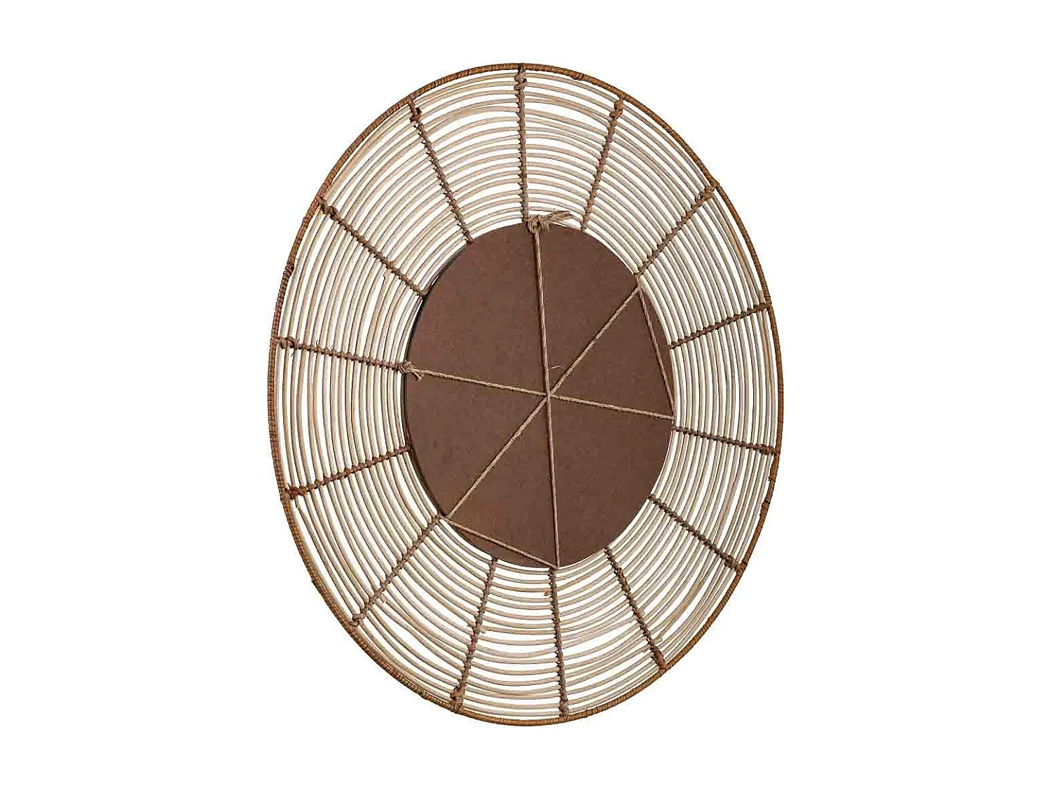 Espelho redondo de rattan marrom 61x61x03
