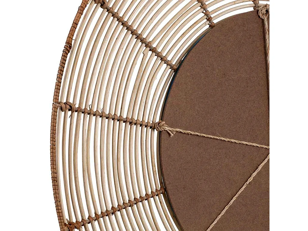 Espelho redondo de rattan marrom 61x61x03