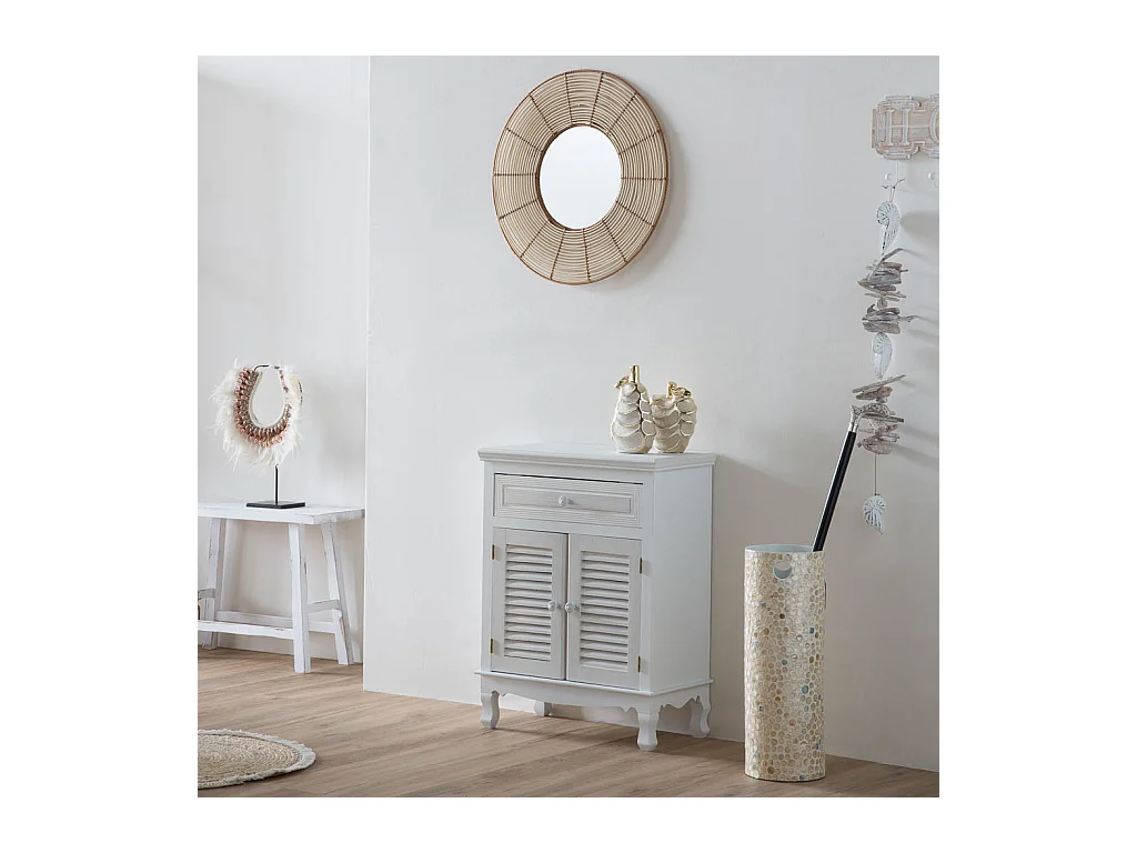 Miroir rond en rotin marron 61x61x03h