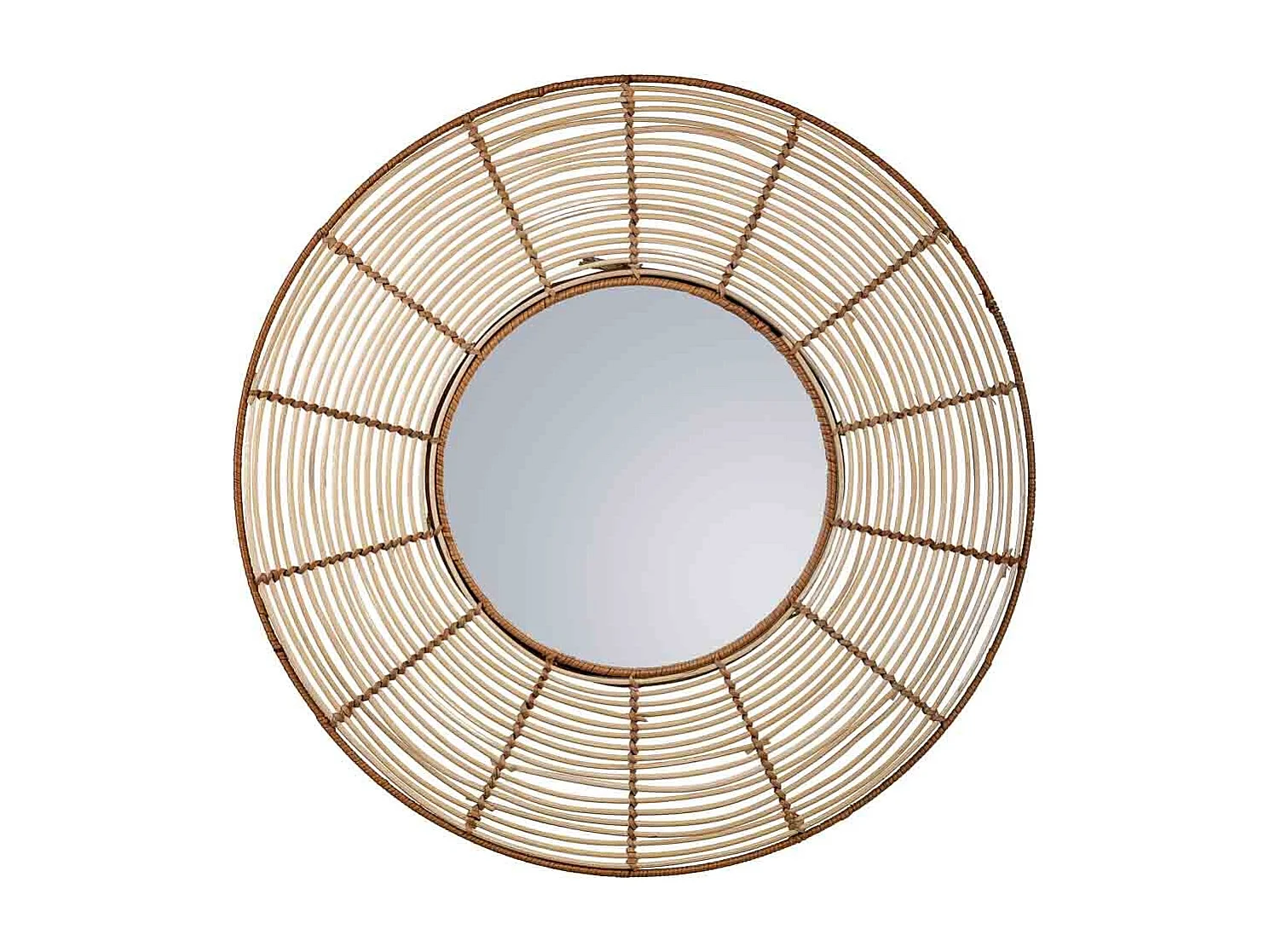 Specchio rotondo in rattan marrone 61x61x03h