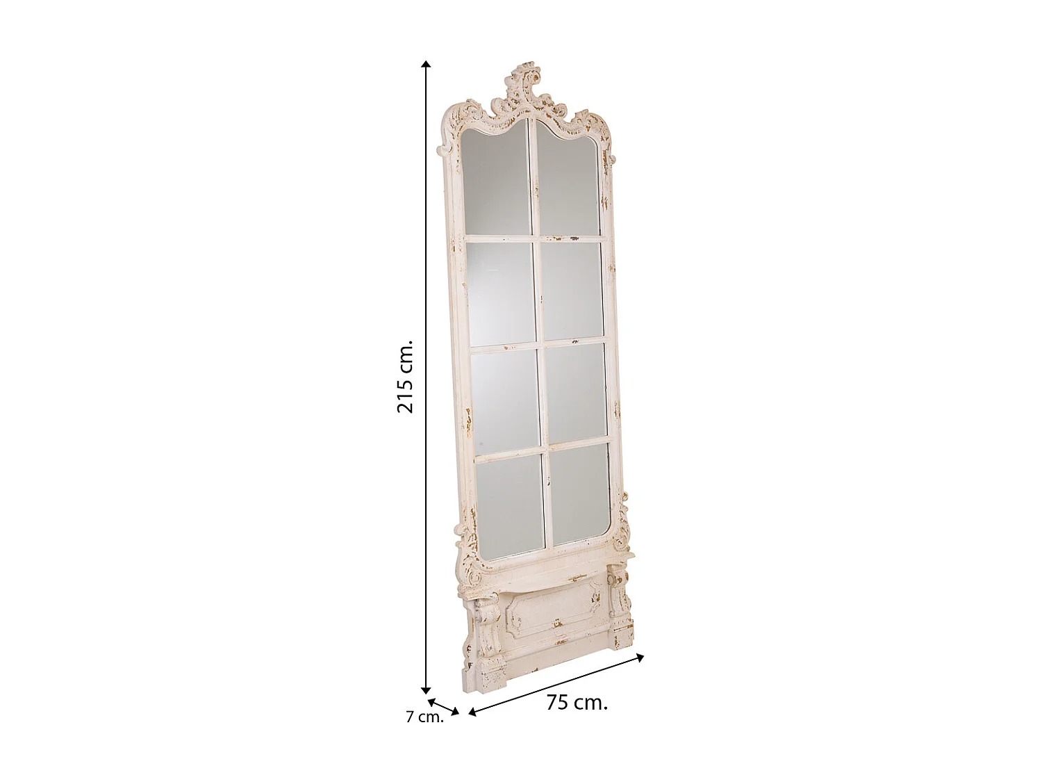 Espejo de madera blanca 75x7x215