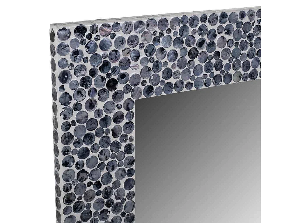 Specchio rettangolare in legno rifinito in capiz nero 60x91x03h