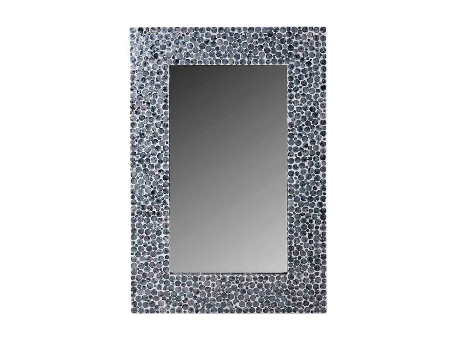 Specchio rettangolare in legno rifinito in capiz nero 60x91x03h