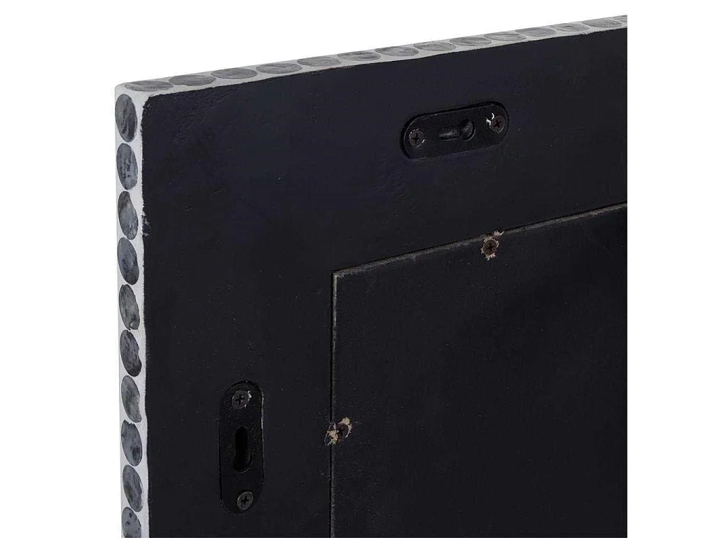 Specchio rettangolare in legno rifinito in capiz nero 60x91x03h