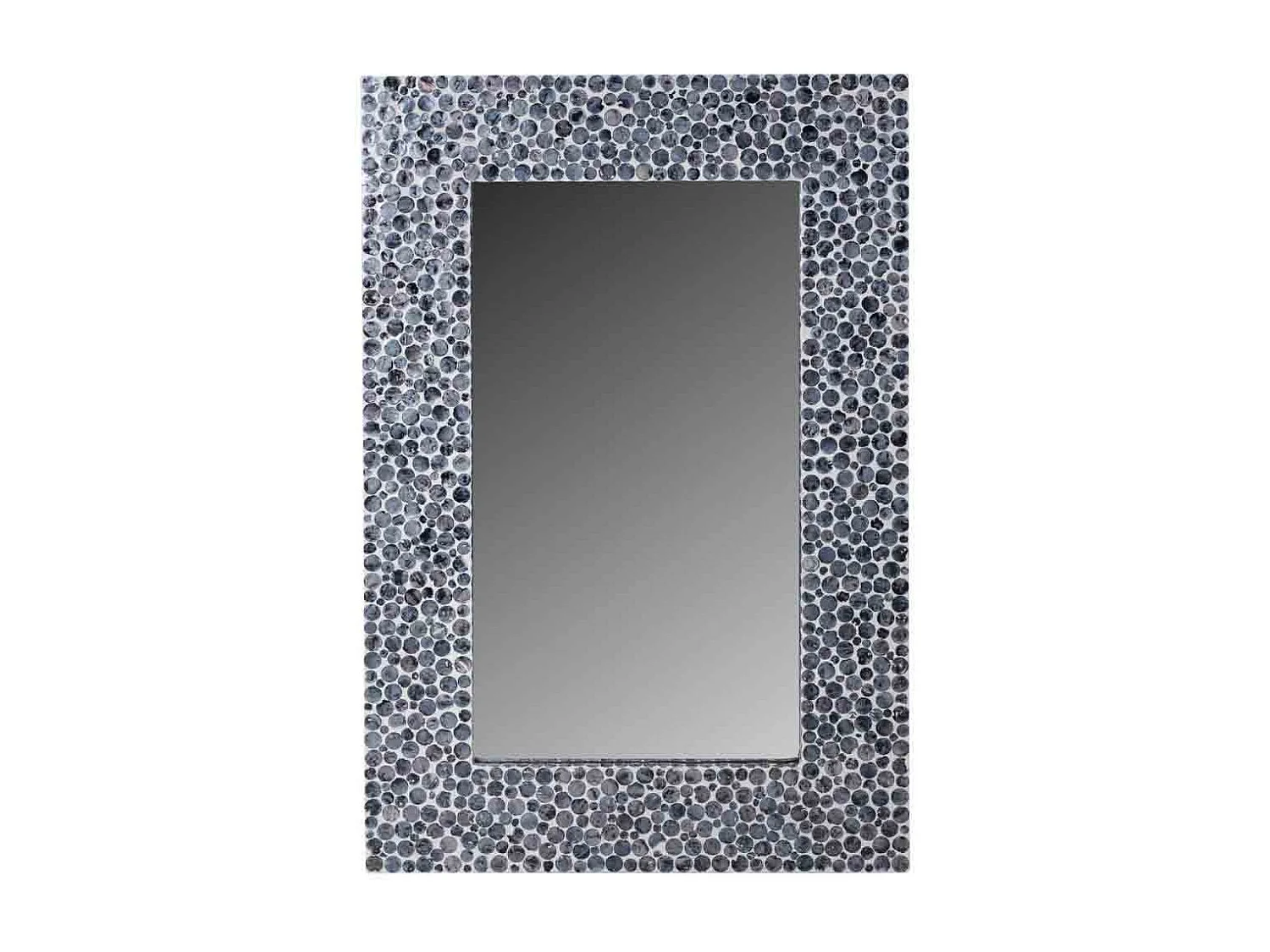 Specchio rettangolare in legno rifinito in capiz nero 60x91x03h