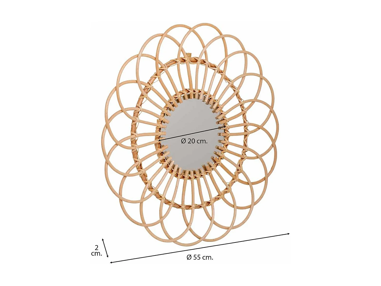 Brauner Bambusspiegel d55/20x02h cm