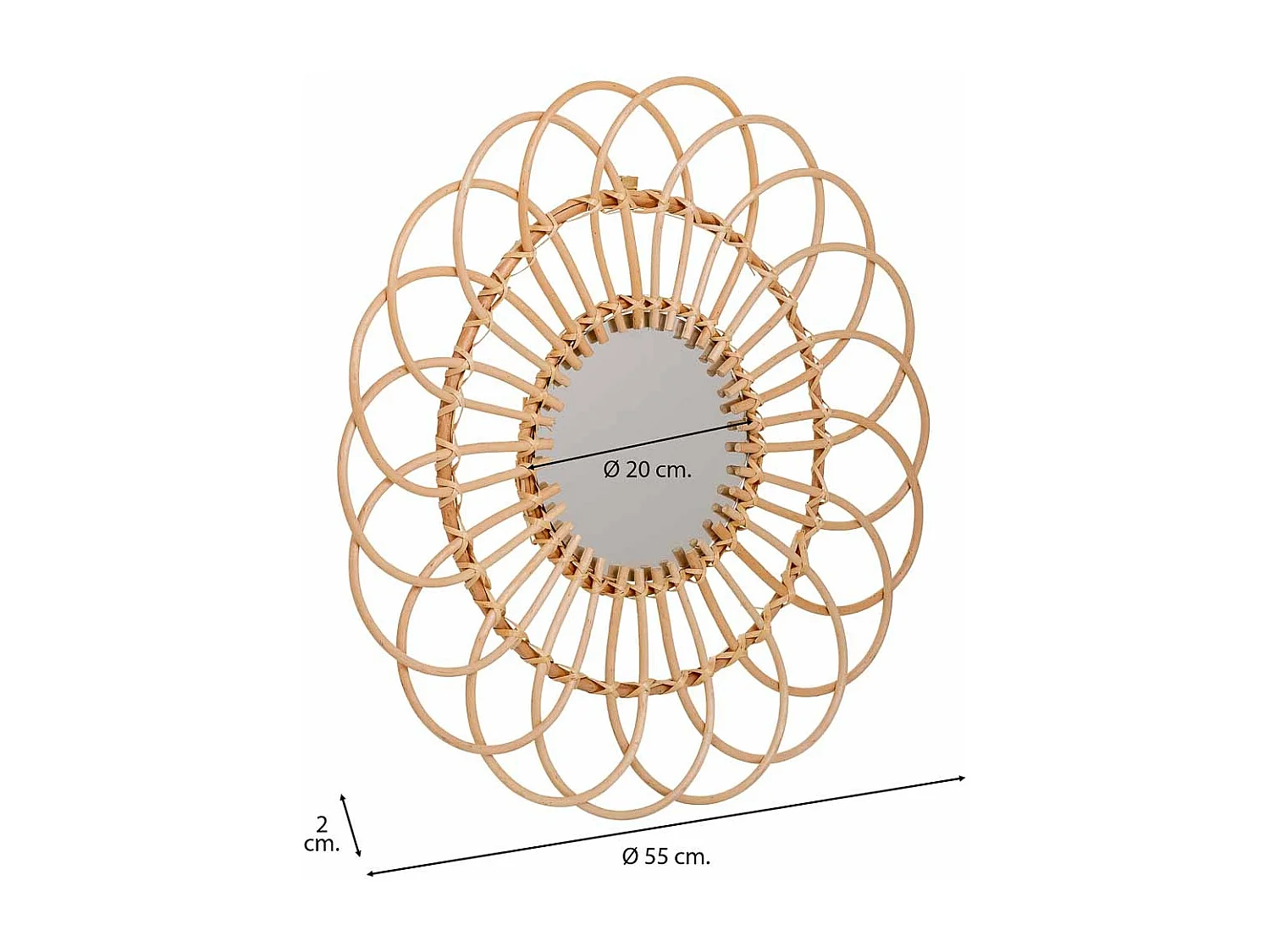 Brauner Bambusspiegel d55/20x02h cm