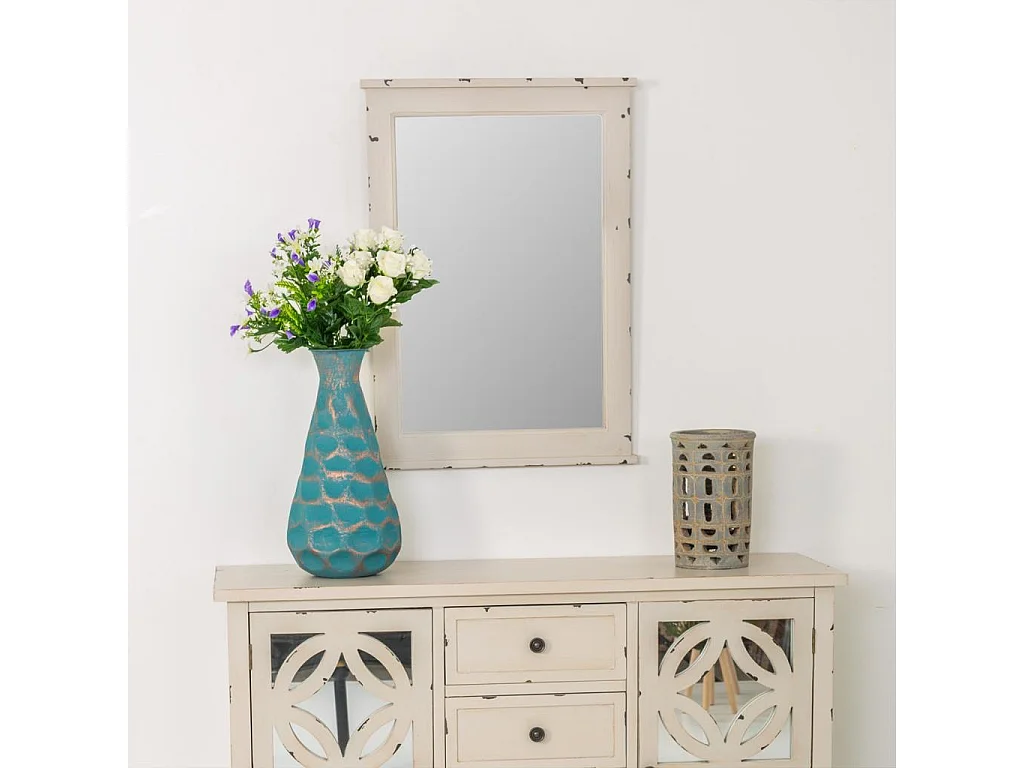 Weißer Wandspiegel aus Holz 50x4x70h cm