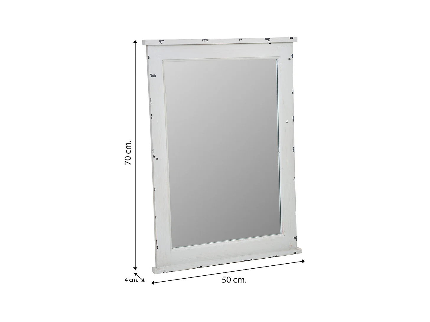 Weißer Wandspiegel aus Holz 50x4x70h cm
