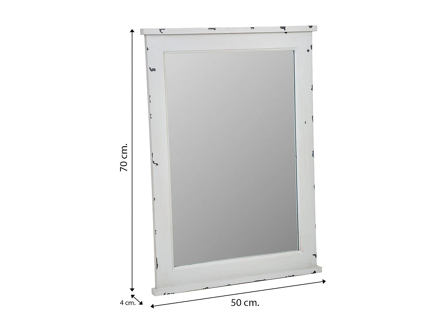 Weißer Wandspiegel aus Holz 50x4x70h cm