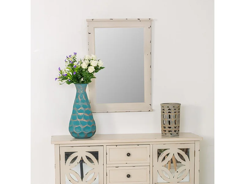 Specchio da parete in legno bianco 50x4x70h