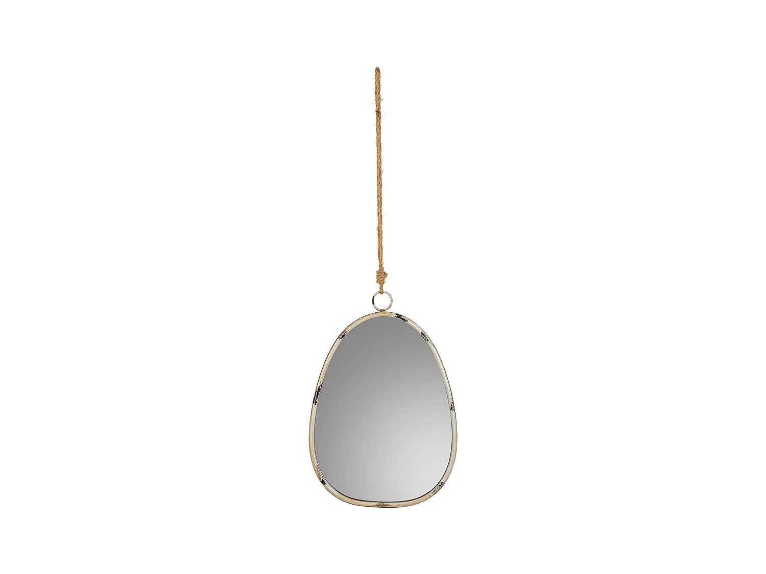Miroir mural en métal et corde doré 25x2.5x36h