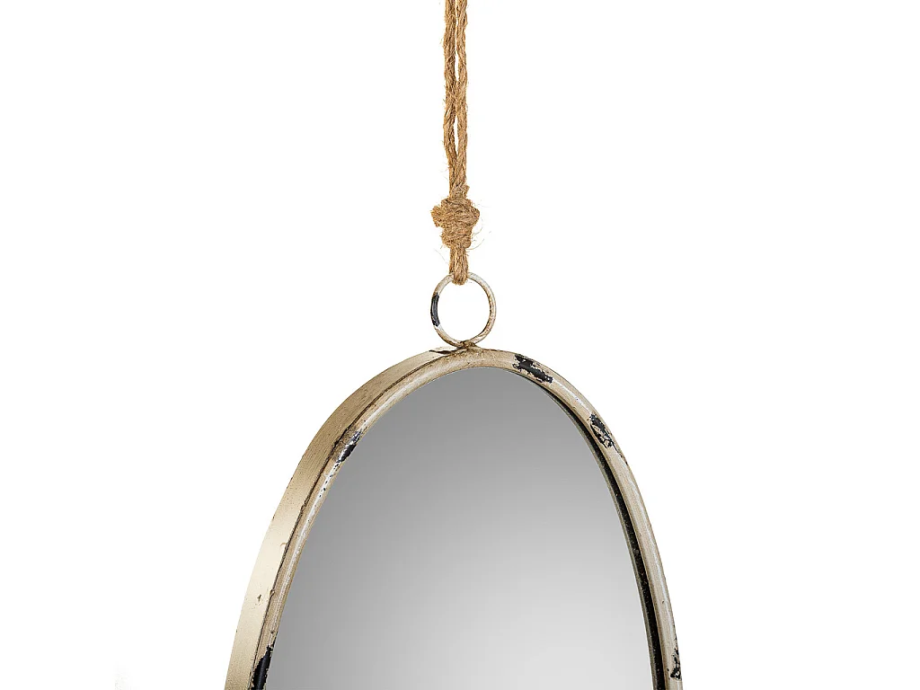 Miroir mural en métal et corde doré 25x2.5x36h
