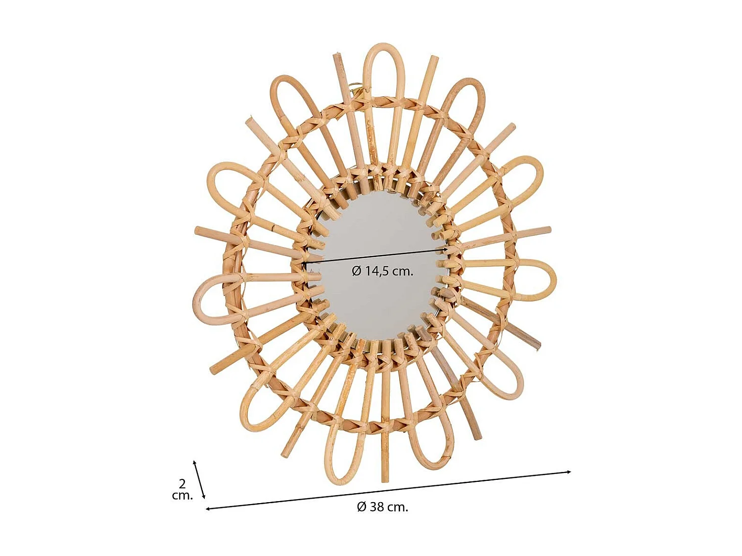 Brauner Bambusspiegel D38/14,5x02h cm