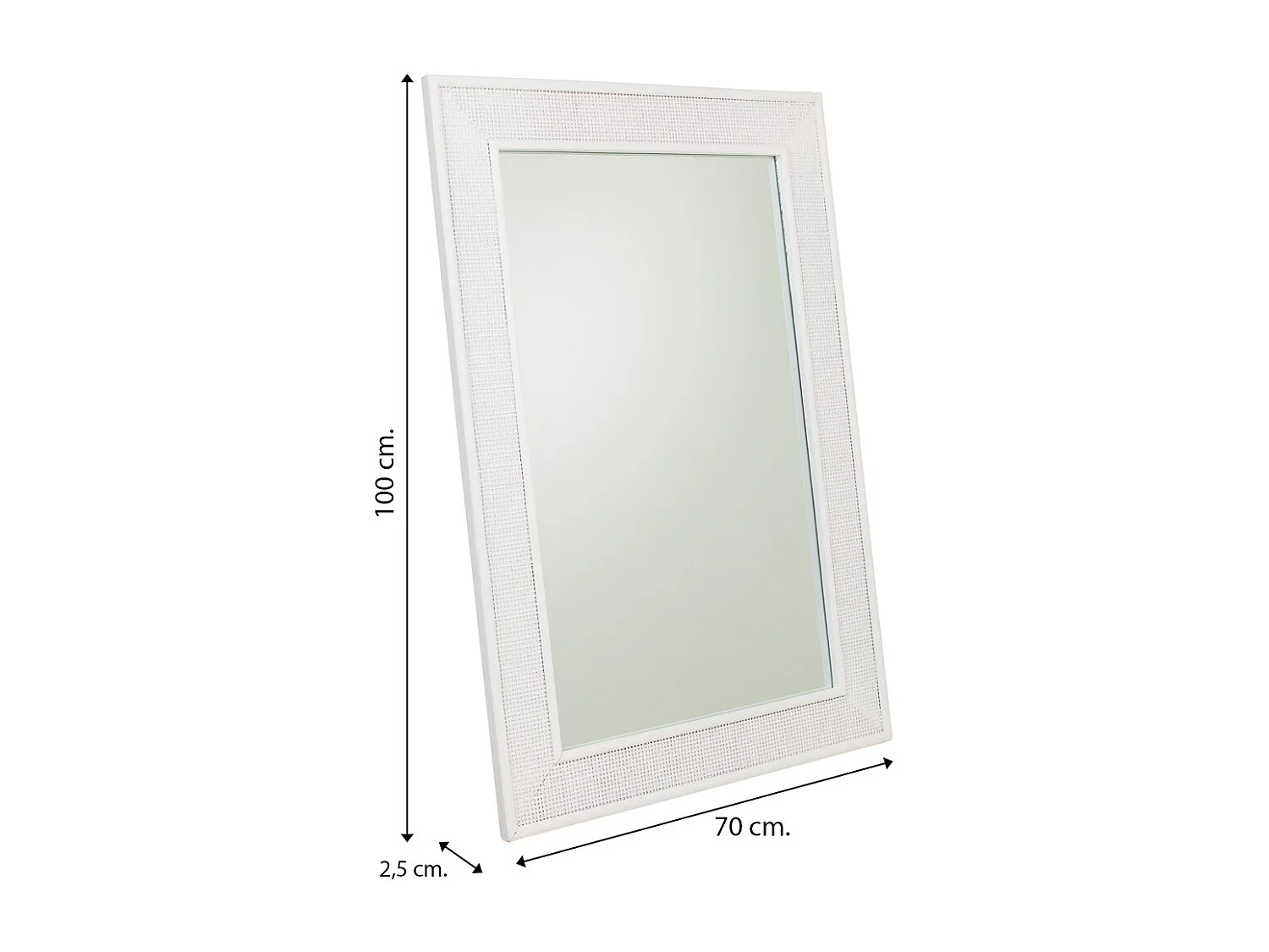 Specchio in legno e rete bianca 70x2,5x100h