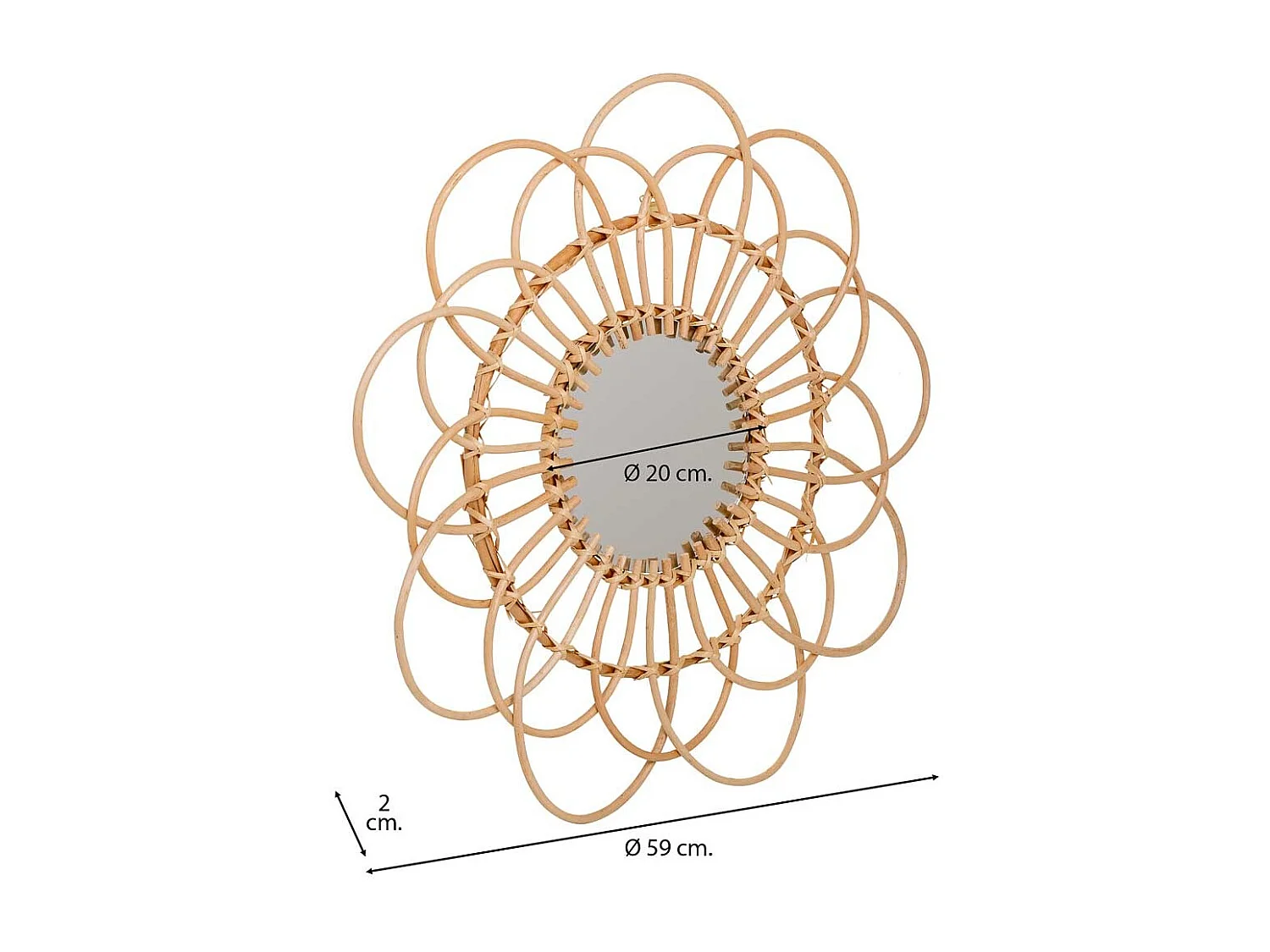 Espelho de bambu marrom d59/20x02