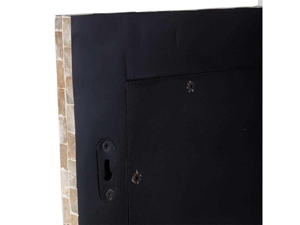 Quadratischer Holzspiegel mit braunem Capiz-Finish, 52 x 52 x 03 cm