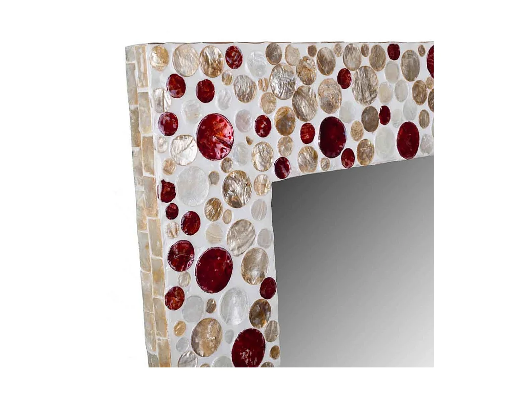 Miroir carré en bois avec finition en capiz marron 52x52x03h