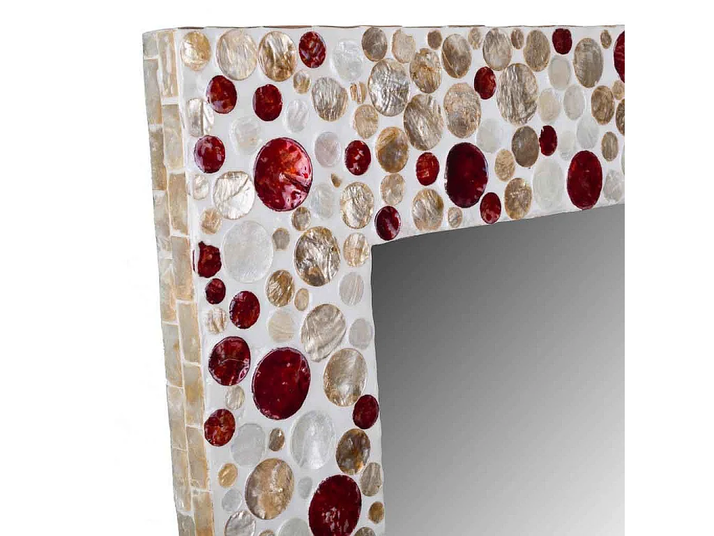 Specchio quadrato in legno rifinito in capiz marrone 52x52x03h