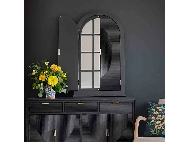 Specchio in legno con ante grigio scuro 62x5x105h