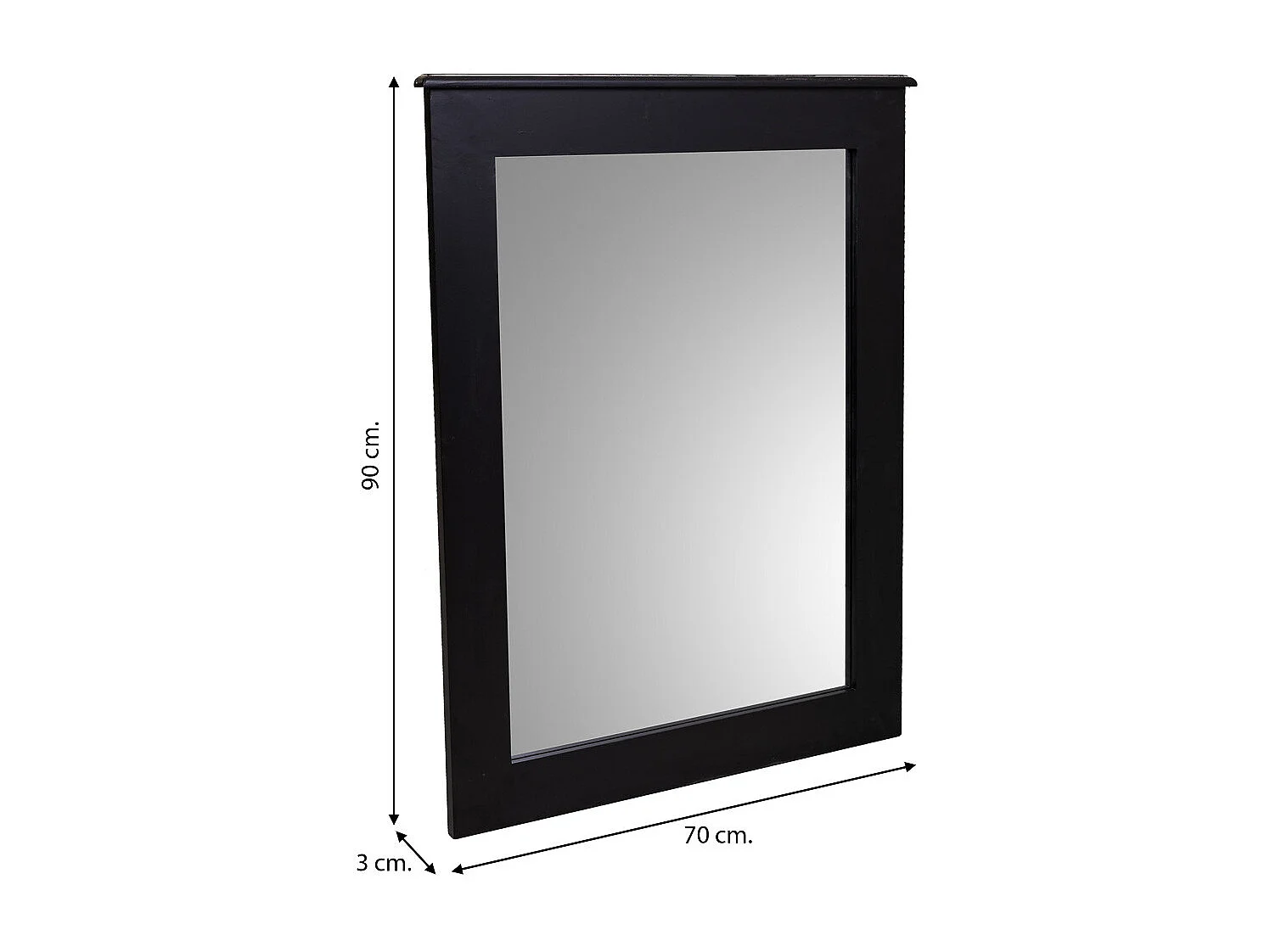 Schwarzer Holzspiegel 70x03x90h cm