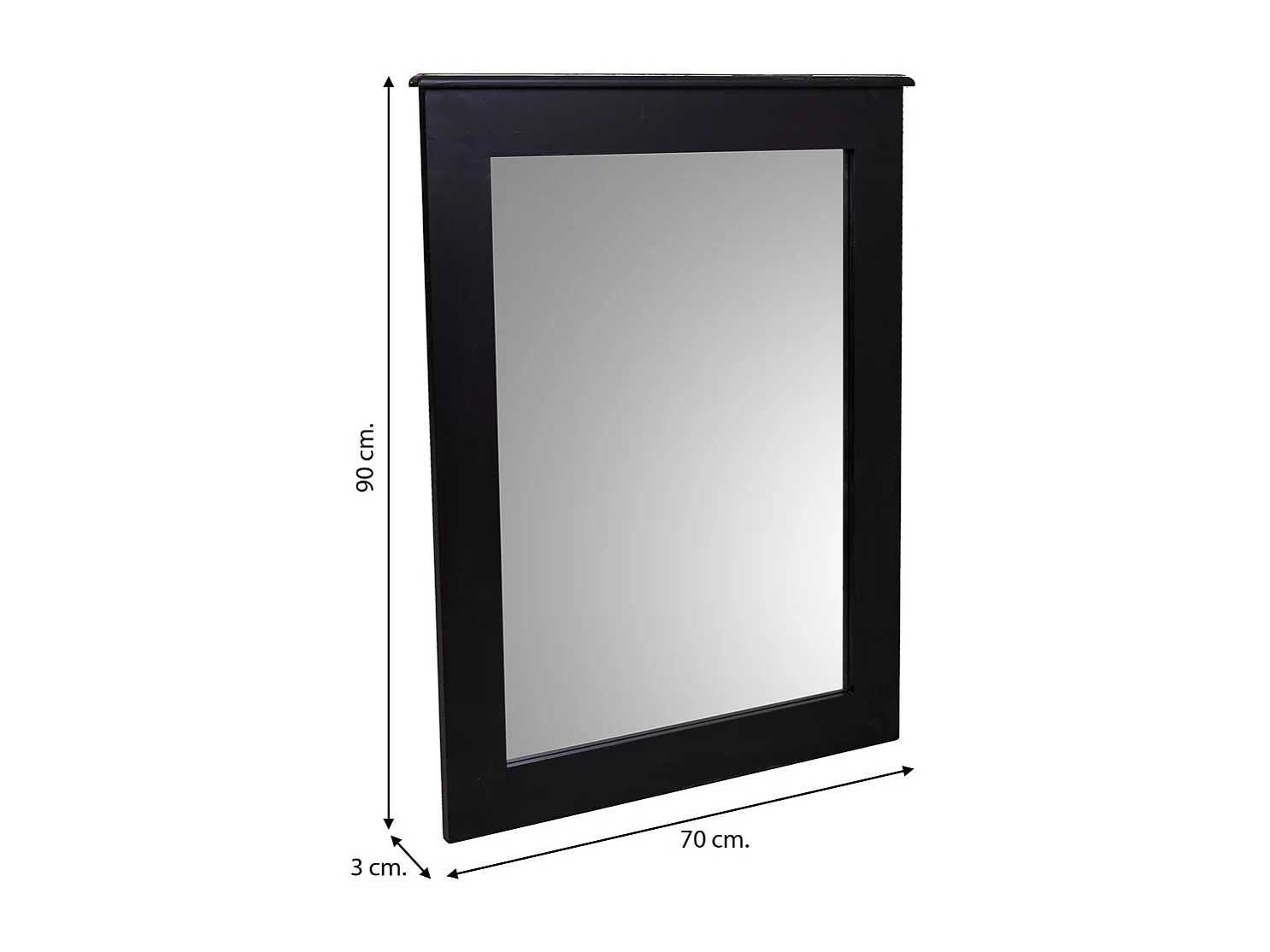 Specchio in legno nero 70x03x90h