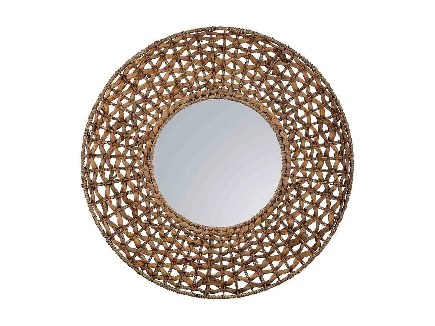 Espejo redondo de ratán marrón 61x61x03