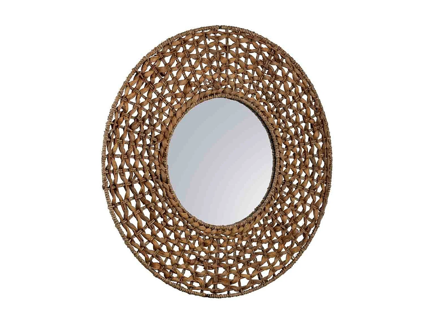 Espelho redondo de rattan marrom 61x61x03
