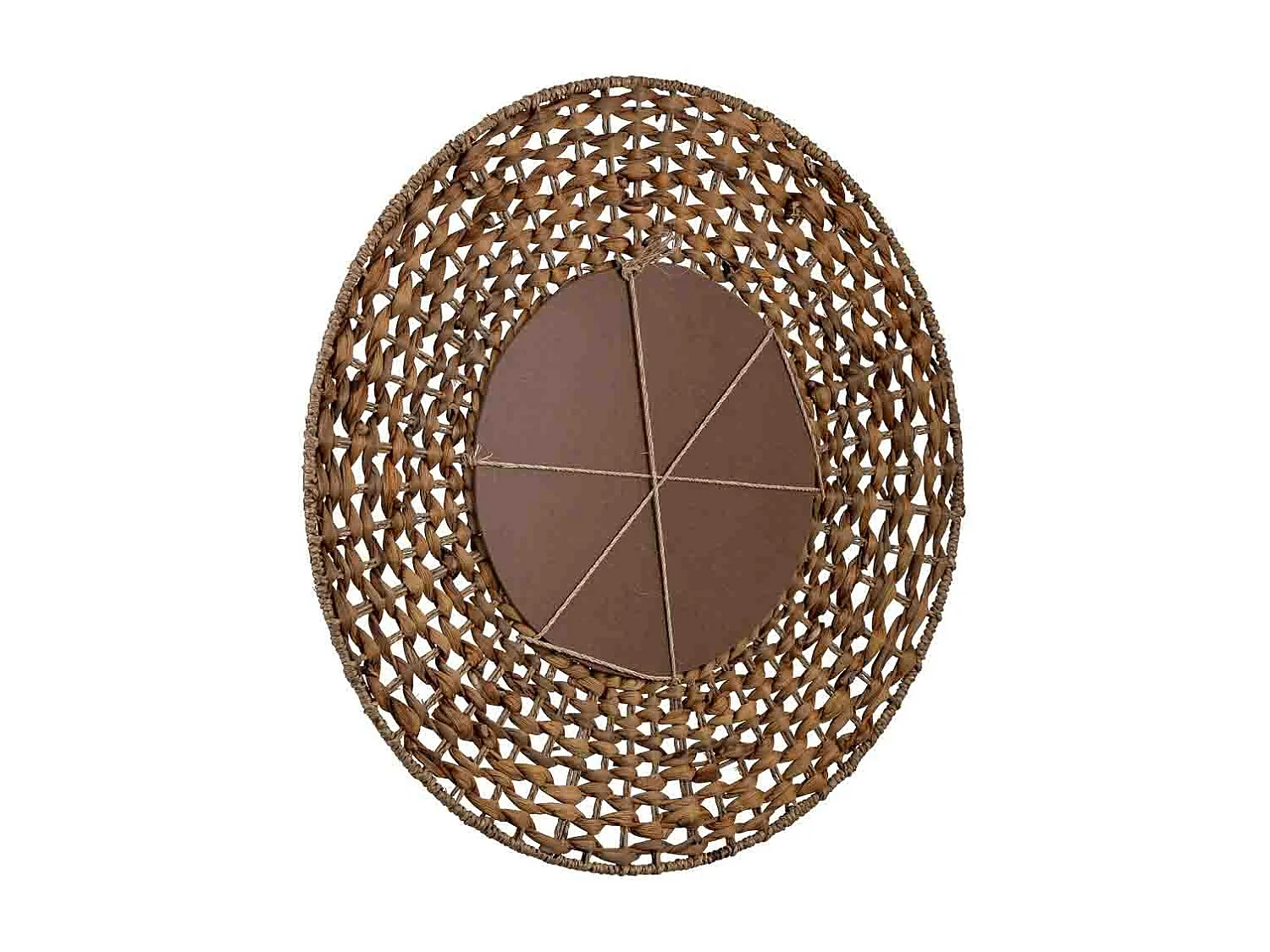 Espelho redondo de rattan marrom 61x61x03