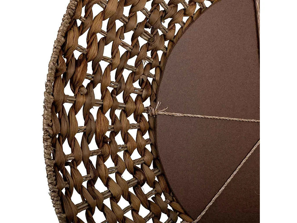 Espelho redondo de rattan marrom 61x61x03