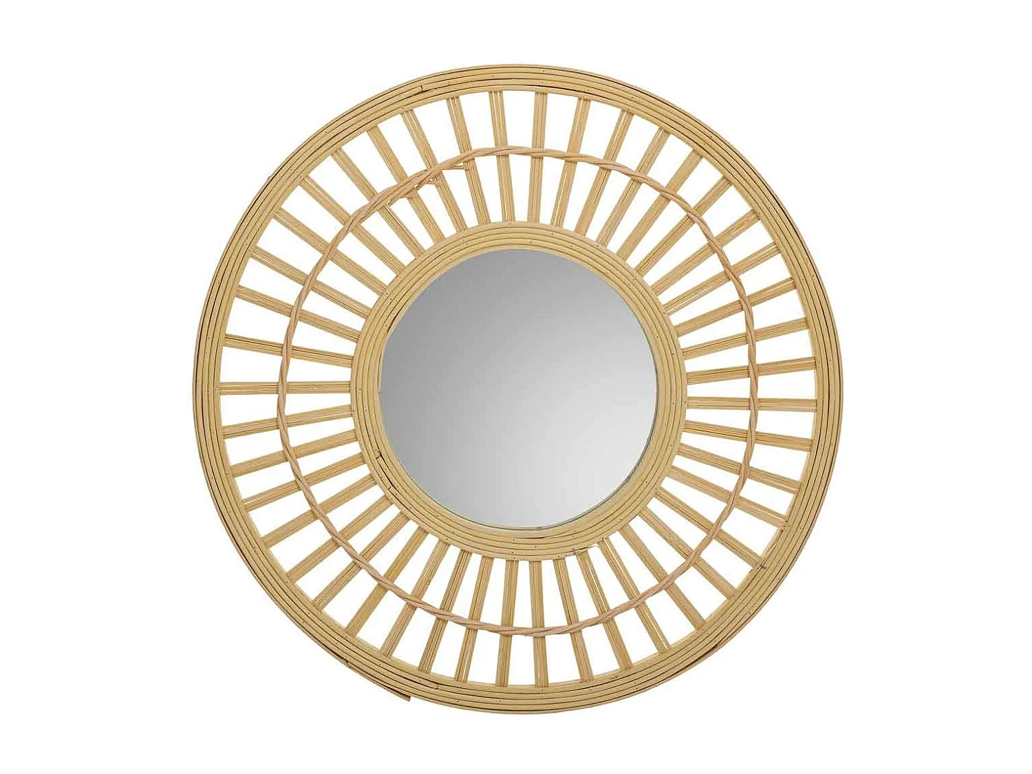 Espejo de bambú marrón d46,5x2