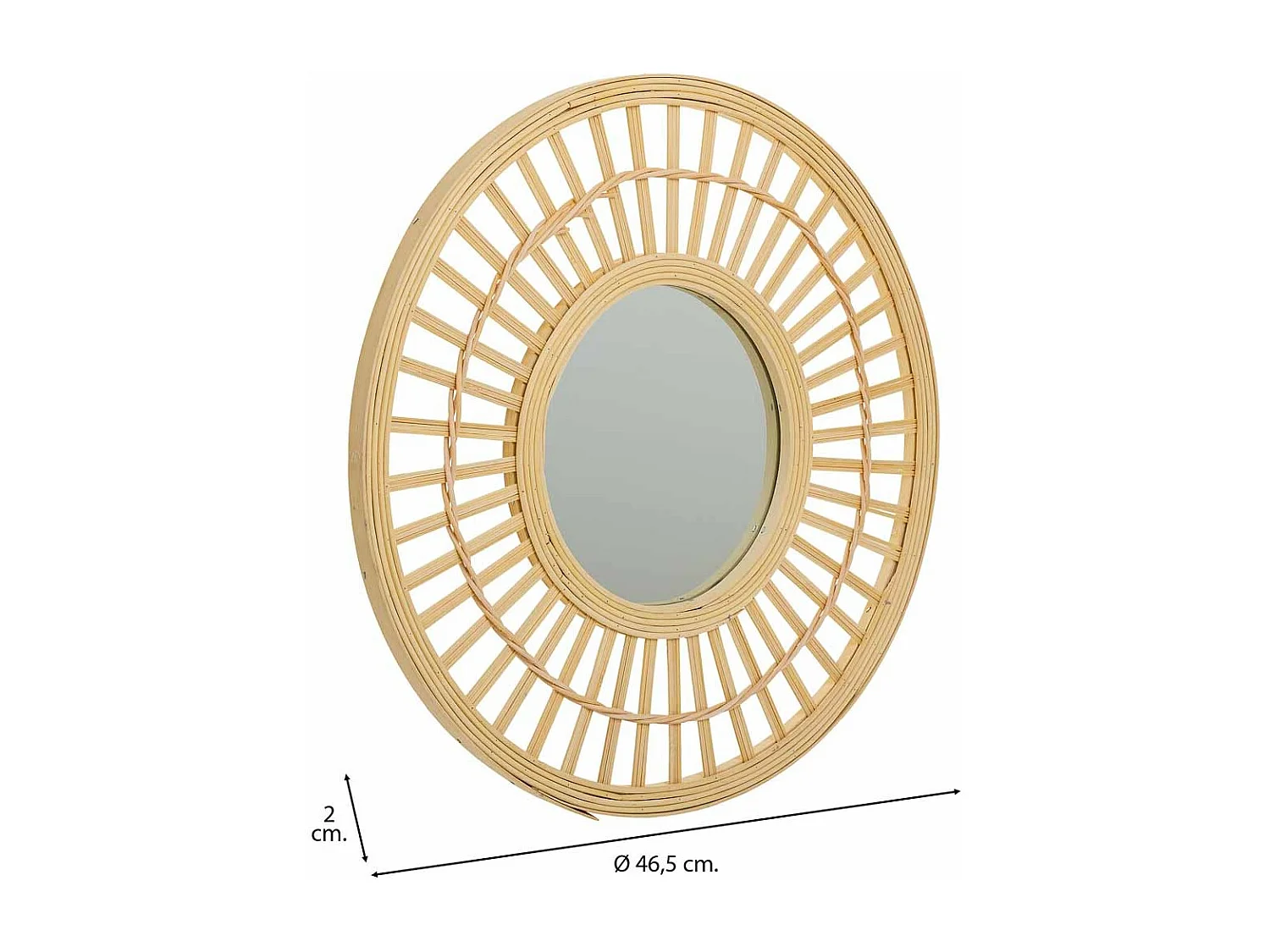 Espejo de bambú marrón d46,5x2