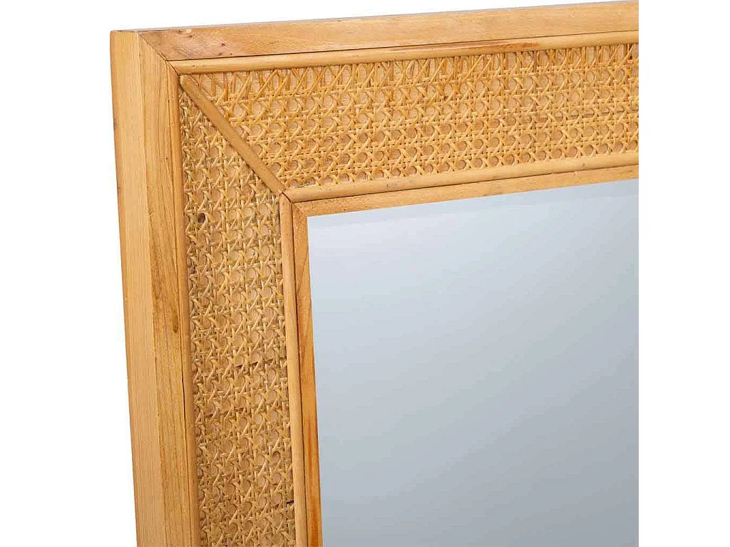 Espelho de parede em malha de madeira e marrom 60x04x90