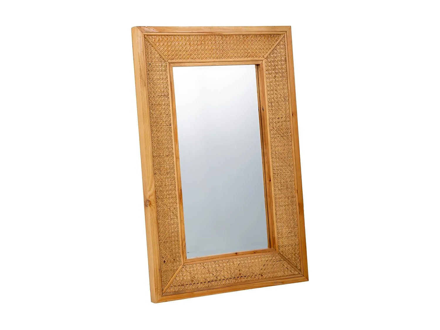 Specchio da parete in legno e rete marrone 60x04x90h