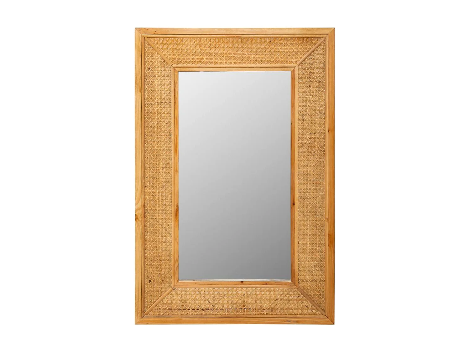 Specchio da parete in legno e rete marrone 60x04x90h
