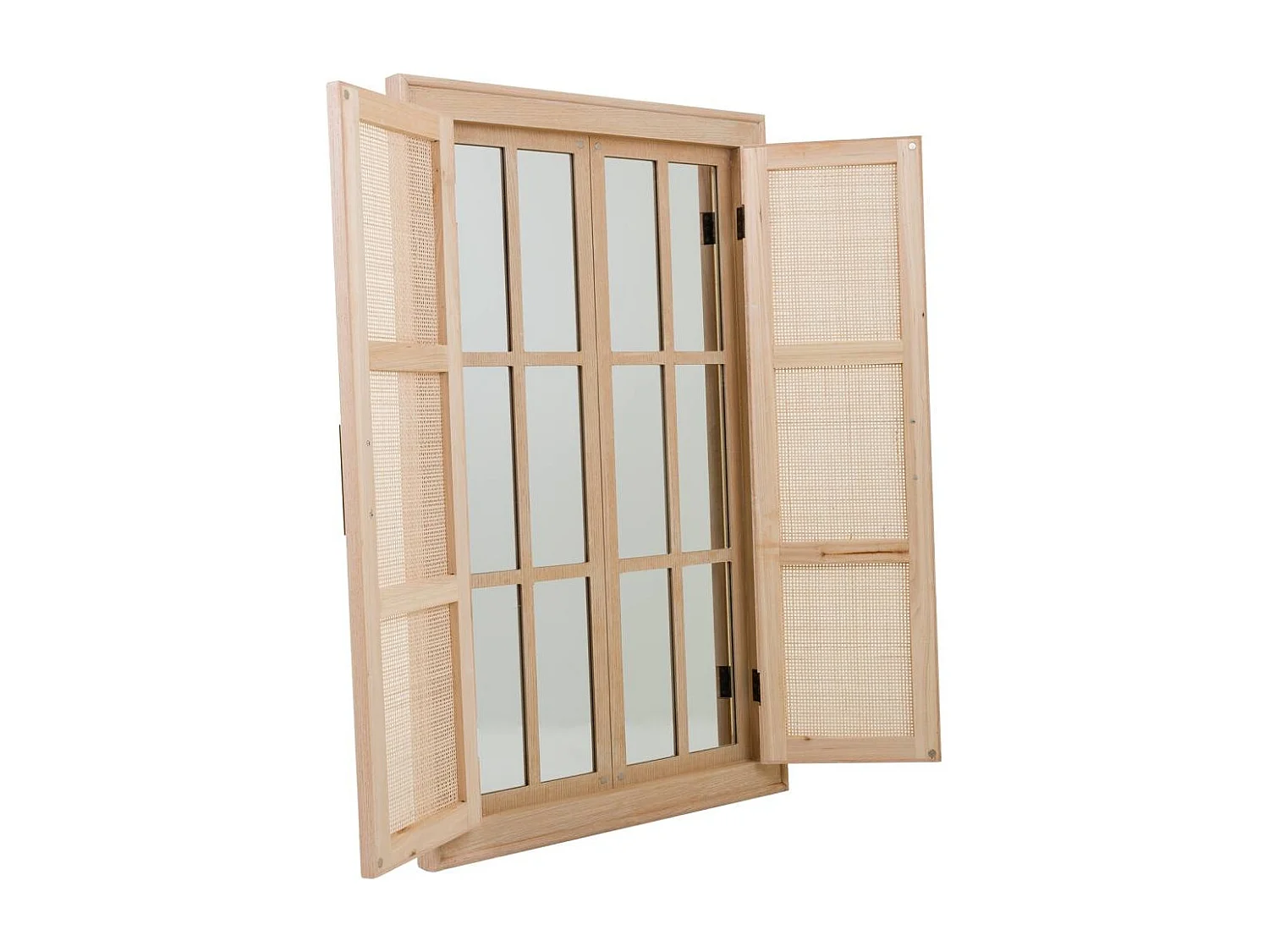 Espejo con de madera y rejilla marrón 73.5x5x118