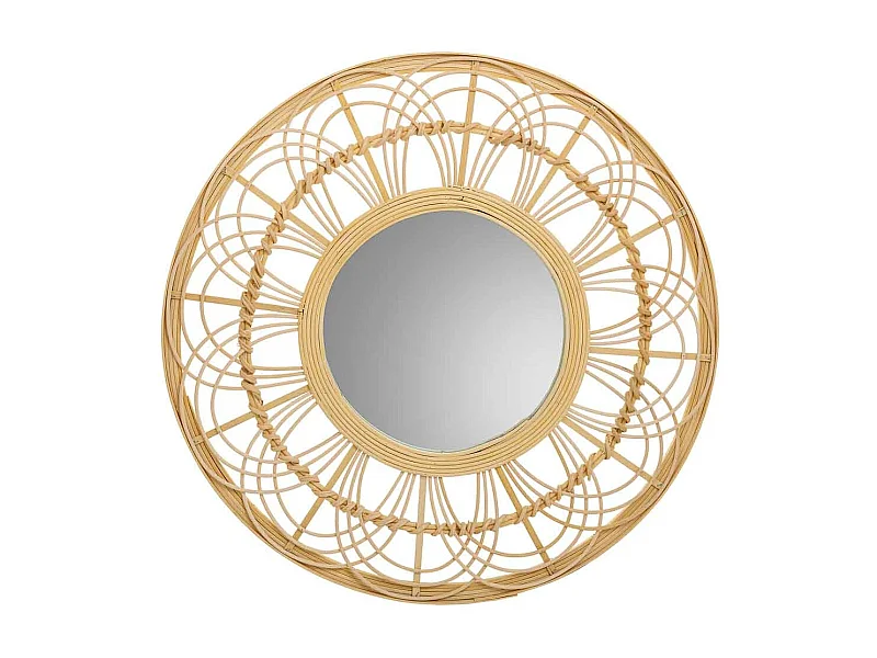 Espelho marrom de rattan e bambu d55.5x2