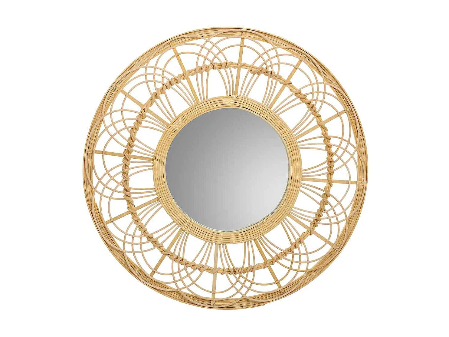 Miroir en rotin et bambou marron d55,5x2h