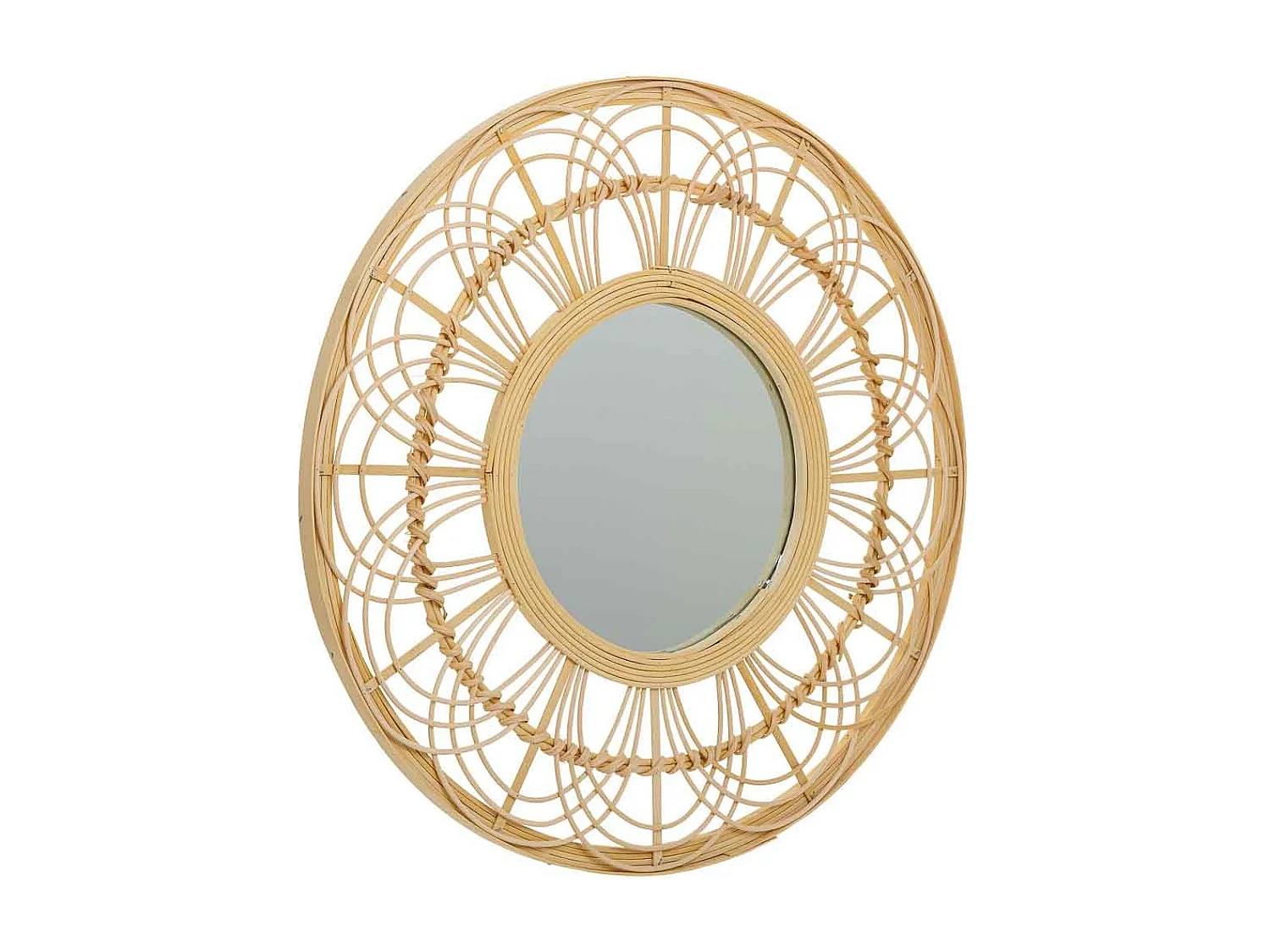 Miroir en rotin et bambou marron d55,5x2h