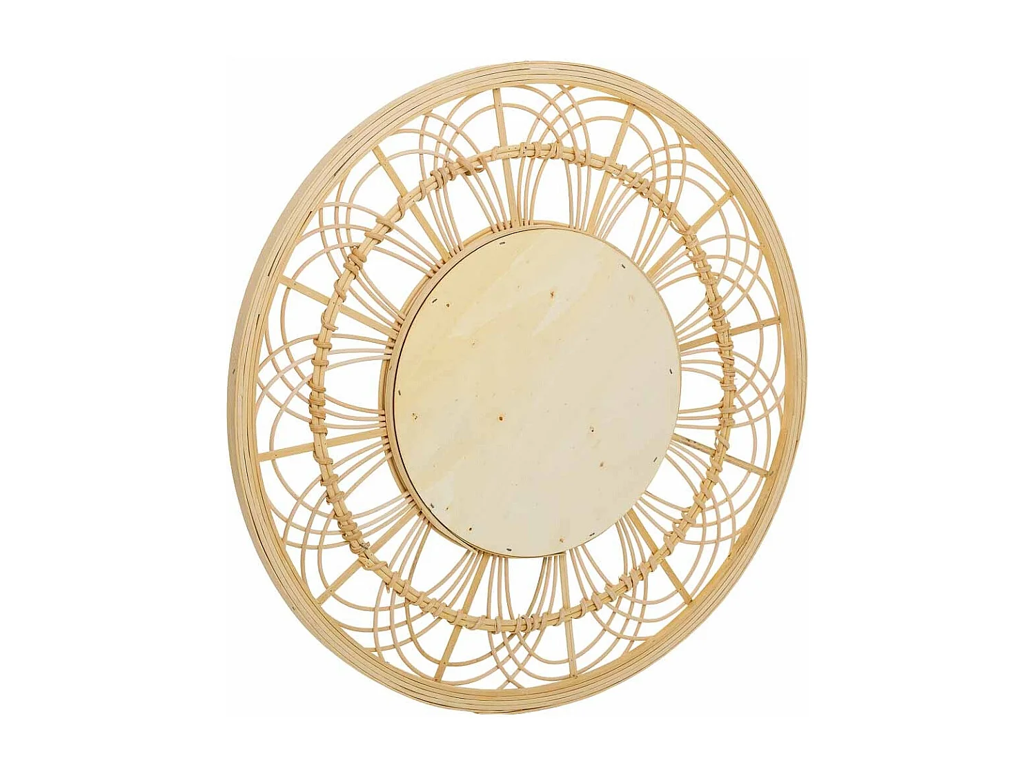 Espelho marrom de rattan e bambu d55.5x2