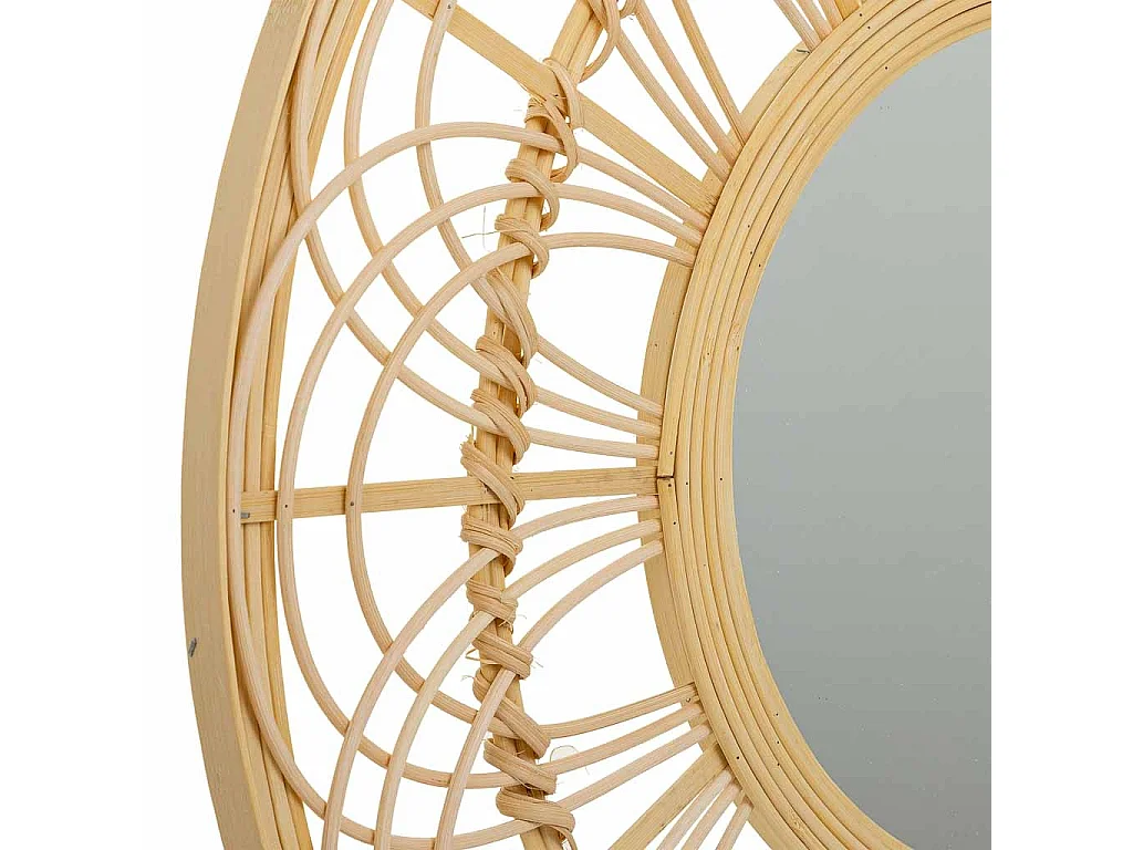 Espelho marrom de rattan e bambu d55.5x2