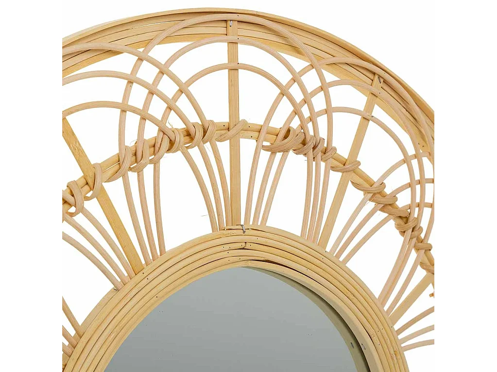 Espelho marrom de rattan e bambu d55.5x2