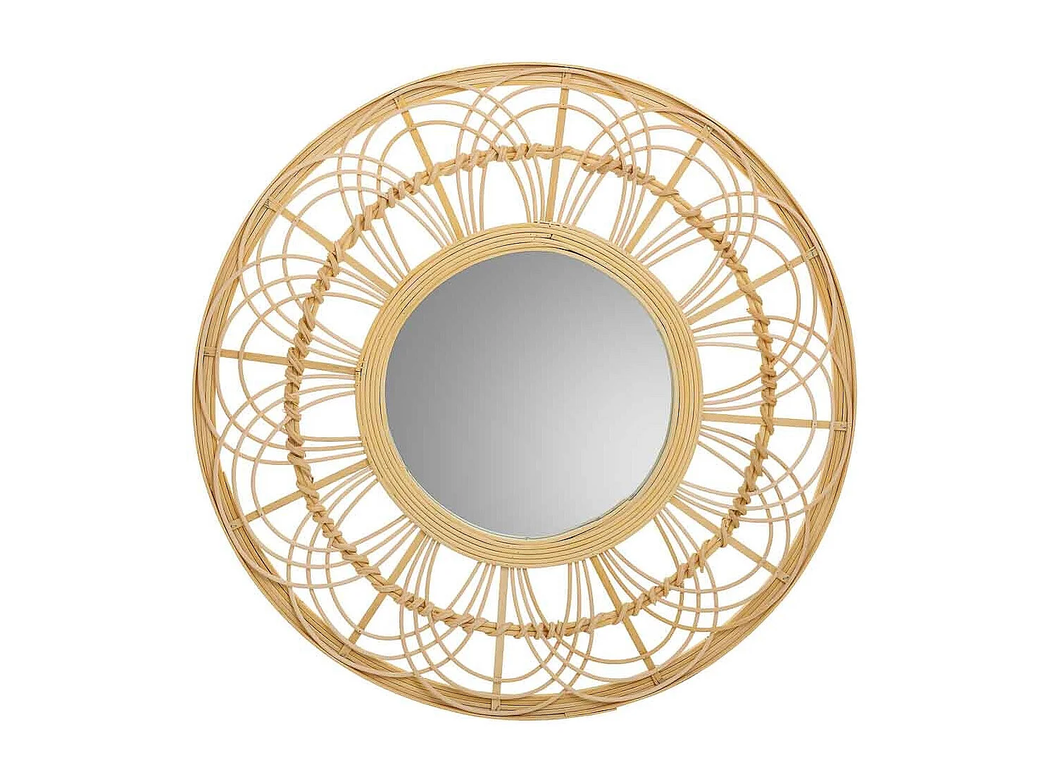 Brauner Spiegel aus Rattan und Bambus, T55,5 x 2 H cm