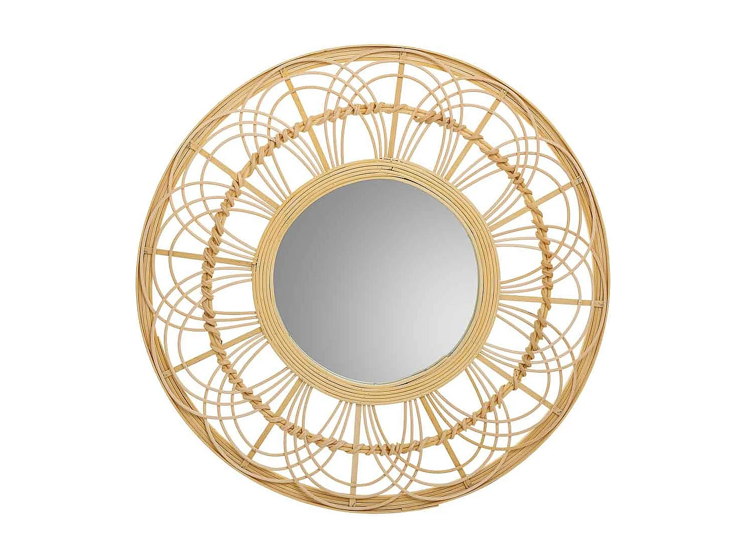 Brauner Spiegel aus Rattan und Bambus, T55,5 x 2 H cm